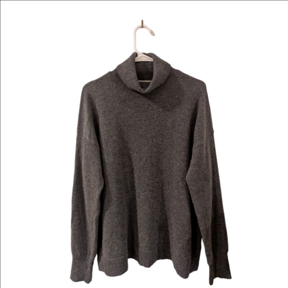 Women's Nordstrom Gray Cashmere Turtleneck Sweater L - Picture 2 of 6